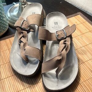 White Mountain Brown Braided Sandals